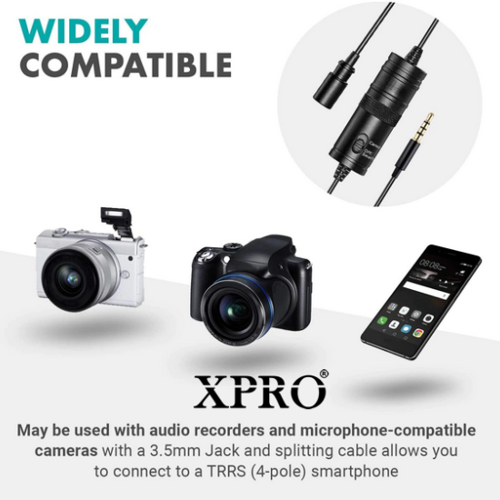 XPRO XPM-510 Professional Microphone 6M Lavalier Stereo Audio Recorder Interview Clip Microphone for camera smartphone 