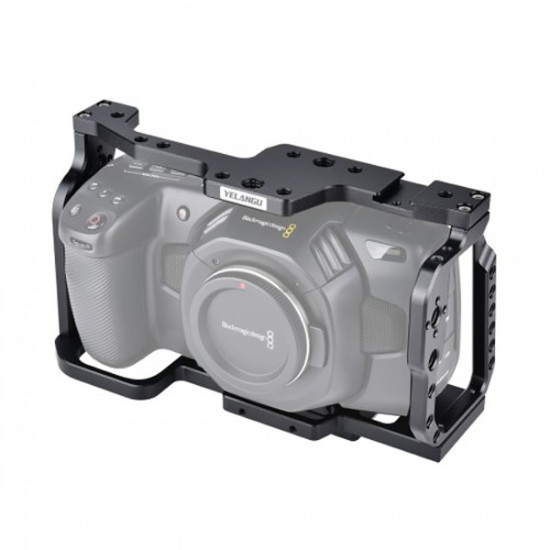 Yelangu C9 Camera Rig Cage for BMPCC 4K 6K Blackmagic Design Pocket Cinema Black Magic Camera with Quick Plate and Top Handle
