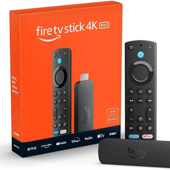  Amazon Fire TV Stick 4K Max (newest model), our most powerful 4K streaming stick with Wi-Fi 6E support, 16GB Storage, free and live tv