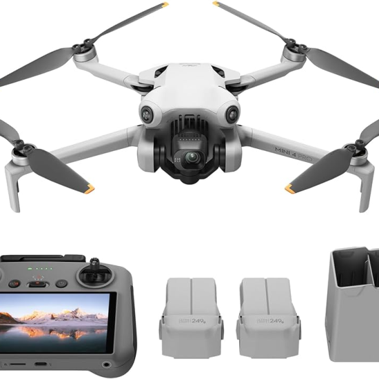 DJI Mini 4 Pro Fly More Combo with DJI RC 2, Folding Mini-Drone with 4K HDR Video Camera for Adults, Under 0.549 lbs/249 g, 2 Extra Batteries for 34-Min Flight Time 