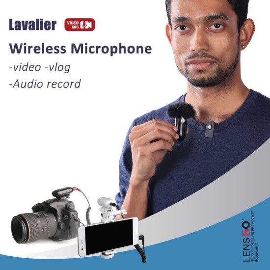 Lensgo LWM 318C Lavalier Wireless Microphone suitabe for  Cell phones , Cameras, DSLR, Gimbal 