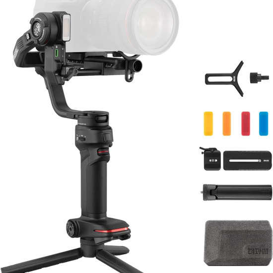 ZHIYUN Weebill 3, 3-Axis Gimbal Stabilizer for DSLR and Mirrorless Camera, Nikon Sony Panasonic Canon Fujifilm BMPCC 6K, Fill Light & Mic Integration